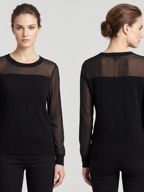 Joseph A. Sheer Mesh Panel Knit Sweater